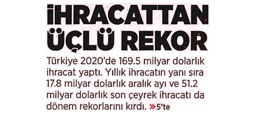 2020 Yılı Dış Ticaret Değerlendirme Toplantısı Basın Yansıması